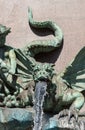 Dragon gargoyle on classical fountain