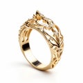Intricately Designed Yellow Gold Ring With Fantasy Elements