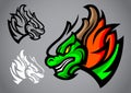 Dragon green head emblem logo vector