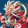 Dragon head. Chinese zodiac symbol of the year. Vector illustration AI Generated