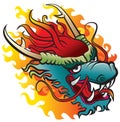 Dragon head in flame