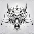 Dragon head in floral ornament. vector illustration