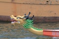 Dragon head on front part of dragon boat Royalty Free Stock Photo