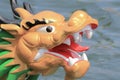 Dragon head on front part of dragon boat Royalty Free Stock Photo