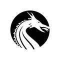 Classic Silhouette Fire Dragon Head Logo Template Vector Illustration