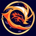 Dragon head logo. Vector illustration of a dragon head in a circle. Generative AI Royalty Free Stock Photo