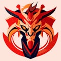 Dragon head logo. Vector illustration of a dragon head with horns. Generative AI Royalty Free Stock Photo