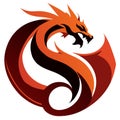 Dragon head logo vector illustration on white background. Symbol of Chinese zodiac. Generative AI Royalty Free Stock Photo