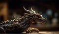 Dragon head sculpture, ancient symbol of power and creativity generated by AI