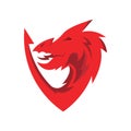 Dragon head shield concept design vector illustration Royalty Free Stock Photo
