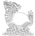 Dragon-headed Turtle outline Royalty Free Stock Photo