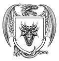 Dragon Heraldic Crest Coat of Arms Emblem Shield Royalty Free Stock Photo