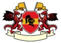 Dragon heraldry set in classic coat of arms style