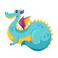 Dragon with Horns and Wings as Good Fairytale Character Vector Illustration