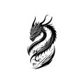 Dragon Icon hand draw black colour mythical logo symbol perfect Royalty Free Stock Photo