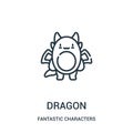 dragon icon vector from fantastic characters collection. Thin line dragon outline icon vector illustration