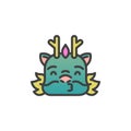 Dragon Kissing Face Emoticon filled outline icon