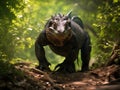 Dragon on Komodo Island Forest At Camera