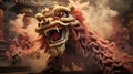 Dragon or lion dance show barongsai in celebration chinese lunar new year festival. Generative AI