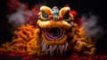 Dragon or lion dance show barongsai in celebration chinese lunar new year festival. Generative AI