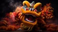 Dragon or lion dance show barongsai in celebration chinese lunar new year festival. Generative AI