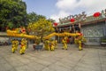 SAIGON, VIETNAM - FEB 15, 2018 - Dragon and lion dance show in chinese new year festival. Royalty Free Stock Photo