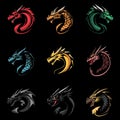 Dragon logo, Chinese New Year, flat,