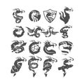 Dragon Logo Design Collection Mascot Template Vector Set Royalty Free Stock Photo