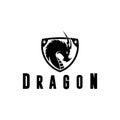 Dragon Logo. Dragon Shield logo design vector silhouette illustration Royalty Free Stock Photo