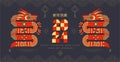 2024 Dragon Lunar Chinese New Year card. Modern Geometric Chinese pattern.