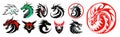 Dragon mascot collection, dragon icons set. Mythological beast sign. Royalty Free Stock Photo