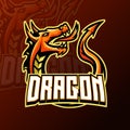 Dragon mascot gaming logo design vector template for sport and esport