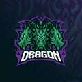 dragon mascot logo design with modern illustration concept style for badge, emblem and t shirt printing. head dragon illustration