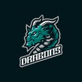 Dragon mascot logo design with modern illustration concept style for badge, emblem and tshirt printing. Dragon head illustration