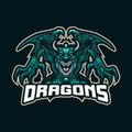 Dragon mascot logo design vector with modern illustration concept style for badge, emblem and t shirt printing. Angry dragon Royalty Free Stock Photo