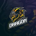 Dragon mascot logo design vector with modern illustration concept style for badge, emblem and t shirt printing. angry dragon Royalty Free Stock Photo