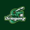 Dragon mascot logo design vector with modern illustration concept style for badge, emblem and t shirt printing. Baseball dragon il Royalty Free Stock Photo