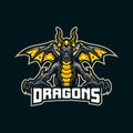 Dragon mascot logo design vector with modern illustration concept style for badge, emblem and t shirt printing. Dragon Royalty Free Stock Photo