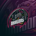 Dragon mascot logo design vector with modern illustration concept style for badge, emblem and tshirt printing. angry dragon Royalty Free Stock Photo