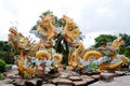Dragon monuments at the main park in Bac Ha, Vietnam