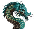 Dragon New Year banner. poster vector emerald Dragon. Chinese 2024 Set of symbols of Chinese New Year - dragon. Magic