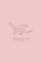 dragon origami. Abstract line art dragon logo design. Animal origami. Animal line art. Pet shop outline illustration. Vector