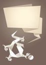 Dragon origami, paper speech bubble, vector