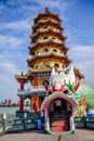 Dragon pagoda, traditional chinese architecture by the Lotus lake in Kaohsiung Royalty Free Stock Photo