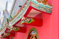 Dragon paint by oil color on public shrine roof, Thailand, Dragon prominently Royalty Free Stock Photo