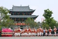 Dragon Parade and Chinese Gate Royalty Free Stock Photo