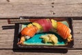 Dragon roll sushi with salmon Royalty Free Stock Photo