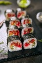 Dragon Roll or Dragon Unagi Maki Rolls Close Up Royalty Free Stock Photo