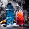 Dragon\'s Breath Elixir, A mesmerizing drink featuring a smoky effect created with dry ice.