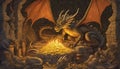 The Dragon\'s Lair: Hoarding Treasures in a 3D Rendered Cave Illustration